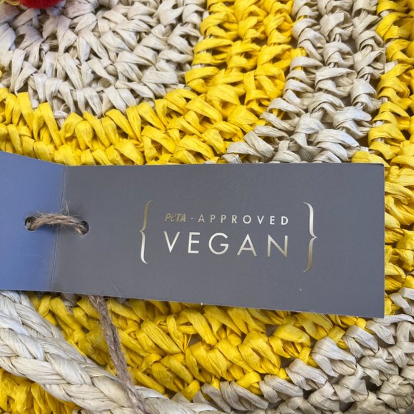 Expressions NYC - Round Straw Vegan Slouchy Tote - Yellow / Beige - Picture 7 of 9